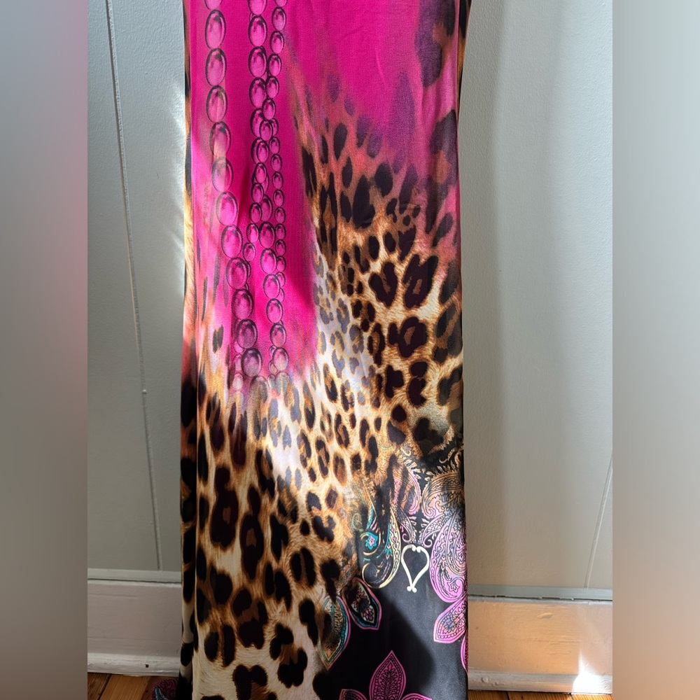 CeCe forever Pink Bodycon Cheetah Maxi Dress Plunge Neckline Open Back Dress - Picture 16 of 16